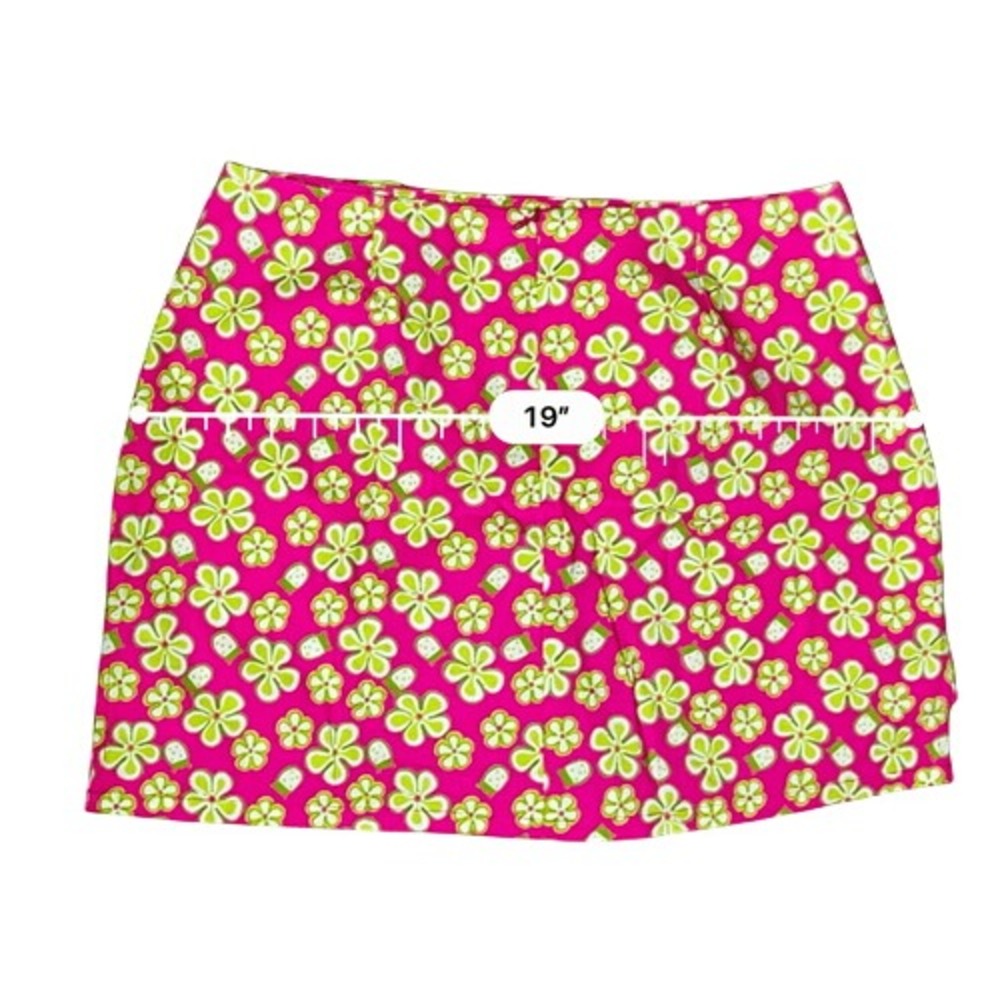 Lilly Pulitzer Vintage Dune Buggy Pink Lime Mini Skirt Skort 8 Barbiecore Bright - Picture 5 of 12